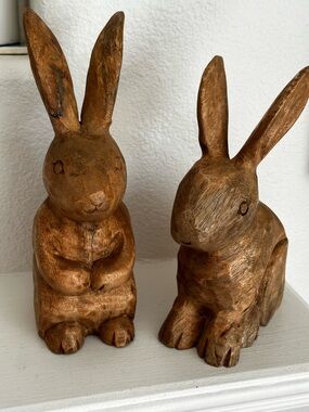 These are painted to look like Wooden Bunny Figurines - Brown